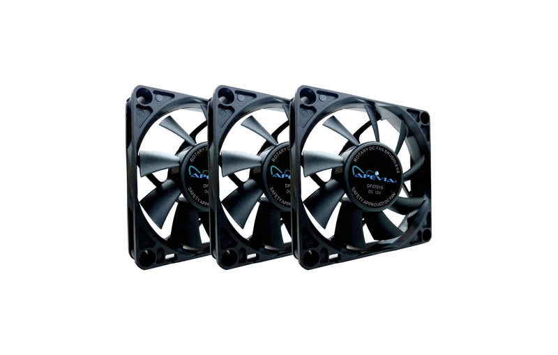 Apevia CF7015S-3 (3 Pk) 70mm x 70mm x15mm Black Case Fan W/4PIN Molex + 3PIN Motherboard Adapter - Image 1